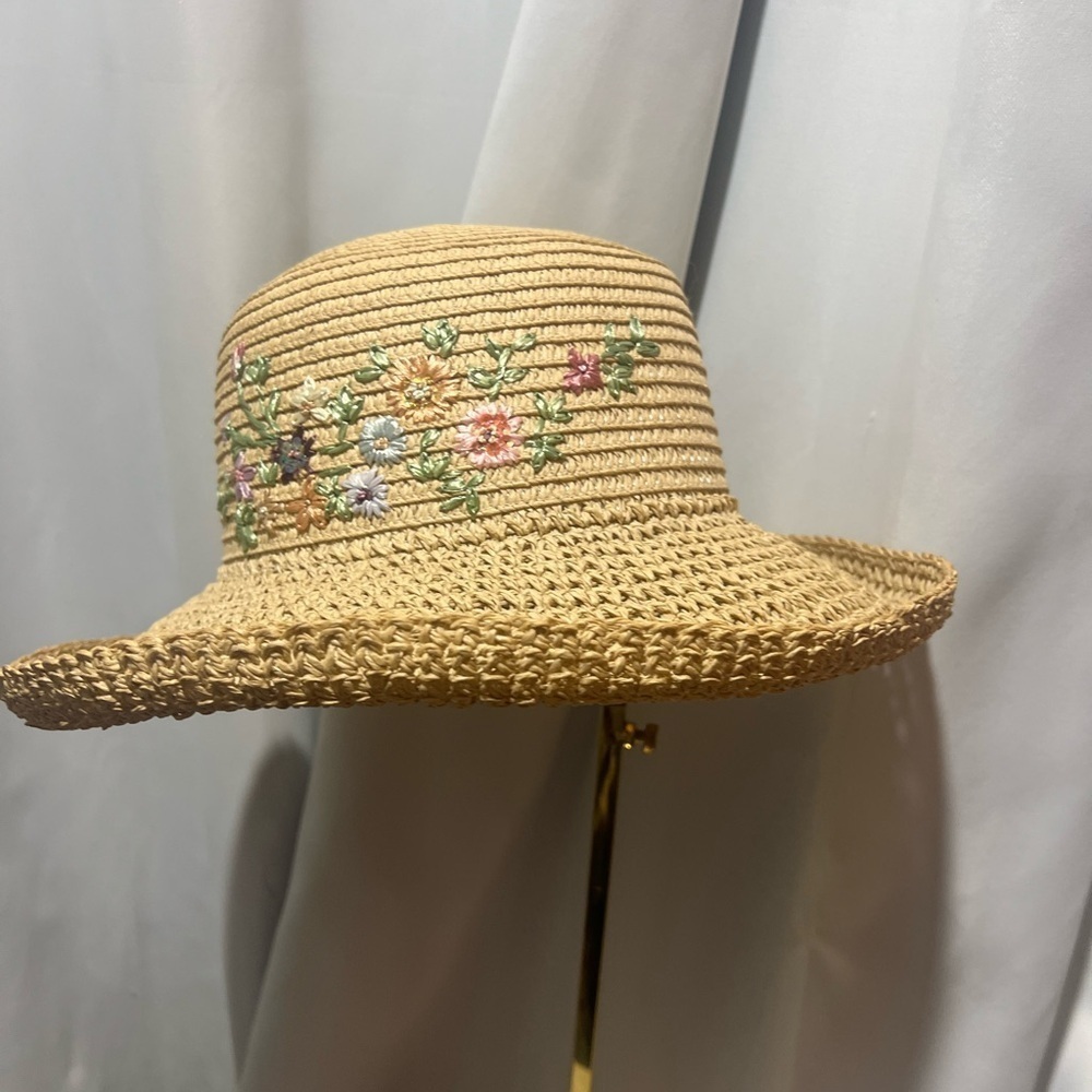 Cappelli Straworld Tan Wide-Brimmed Embroidered Hat - Picture 3 of 9